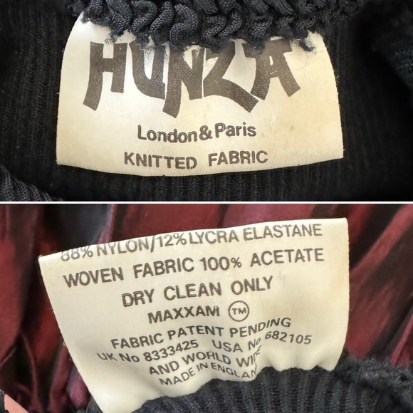 Vintage 80s Hunza Black Irridescent Red Taffeta Dress Bows New Wave Party - Picture 11 of 11